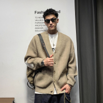Xu Tai Lang Chicken Heart Collar Sweater Jacket Men Ancient vintage Autumn and Winter Japanese Loose Lazy Wind Knitted Cardigan