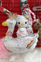 Austrian Crystal plaster out of print limited KITTY riding Swan pendant car hanging ornaments