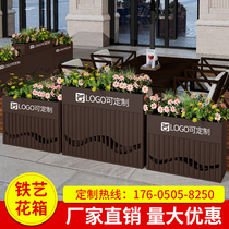 Wrought iron flower box Outdoor garden combination Outdoor sales department Custom flower pool outside the large flower trough Municipal road fence
