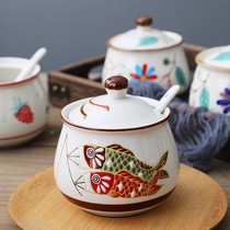 Japanese jar ceramic seasoning box chili oil tank salt jar household single old-fashioned oil splashing spicy jar seasoning bottle jar