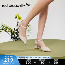 Red Dragonfly Sandals Sandals Women 2022 Summer New Fairy Wind Shoes Baotou Coarse Heels with single shoes WFB12040