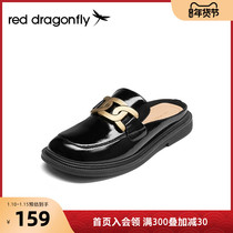 Red Dragonfly slippers women Summer new casual sandals low heel metal decorative patent leather leather leather shoes WTV21358
