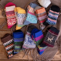 New year socks New Year elk New Year socks female home tube stockings autumn and winter ethnic style thickened retro