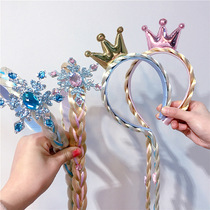South Koreas new Joker Ice Princess Snowflake Crown Braid Simulation Hair Color Childrens Hairband Headwear Hair Card