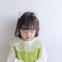 South Korea ins new Joker Pearl Fabric Cat Ears Childrens Pinch Press Clip Top Clip Hair Arset Headwear