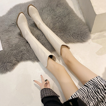 High Cylinder Boots Woman 2021 New Autumn Winter Plus Suede V Mouth Little Sub Long Boots Slim rider Martin boots Long cylinder