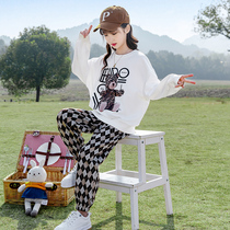 Girl Spring Clothing Foreign Air Sports Suit 2022 New Korean version CUHK Girl Child Spring and Autumn Girls Net Red Two sets