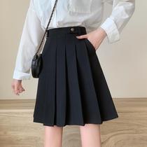 Korea large pleated skirt college style skirt 2021 Spring and Autumn new fat mm high waist slim A- line dress skirt