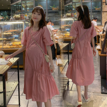 Maternity dress Summer dress thin fashion suit Summer loose thin mid-long summer skirt two-piece set tide