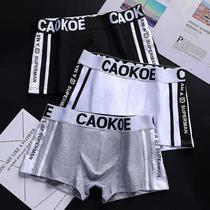 Mens underwear Mens flat corner pants Students Breathable Big Code Sexy Trends Youth Personality Han Version Four-corner Pants Head Summer