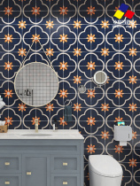 Moroccan vintage tiles 200 net red restaurant kitchen blue flowers Balcony floor tiles Bathroom bathroom wall tiles
