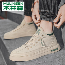 Mullinson casual mens shoes high board shoes English wind Inner height autumn retro mid-help tooling canvas trendy shoes