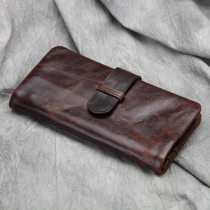 Thanks to this hot selling man made old retro headlayer Bull Peel Oil Wax Peel Mad Mapi Long leather Multi-Blocked Lady Wallet
