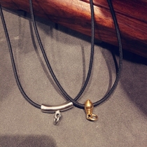 Thai Buddha brand chain Black fiber lanyard titanium steel buckle gold head does not fade not afraid of water