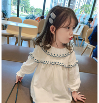 Childrens clothing 2021 spring and autumn new girls ruffle collar shirt female baby western style long-sleeved top childrens cotton shirt