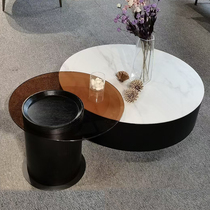  Rock plate coffee table round modern simple light luxury Nordic creative tempered glass ins household living room side several combinations