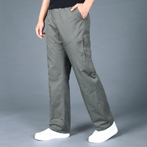 Autumn large size mens pants tide fat thick cotton clip casual trousers plus fat mens cotton pants loose fat pants