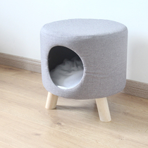 Cat Nest All Season Universal Enclosed Stool Human Cat Shared Kitty Bed House Small House Summer Solid Wood Net Red Young Cat