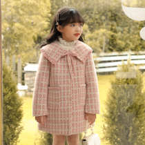 Girls plaid woolen sweatshirt child thickened jacket cotton blouse autumn winter CUHK Tong warm Han version jacket with long section