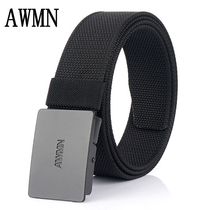 2020 new AWMN mens nylon canvas belt wild tooling jeans casual buckle belt