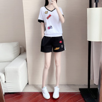 Summer clothing 2021 new womens European shorts baseball clothing casual sports set Tide brand foreign style fashion ins tide