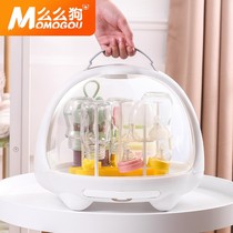 Milk bottle storage box drain rack with lid dustproof portable out baby sideboard put milk powder box storage rack