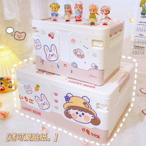 ins cute plastic storage box Folding portable student dormitory book snack bedroom home desktop storage box