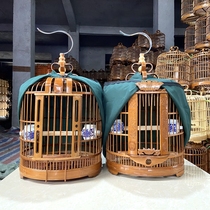 Thrush bird cage large Myrna small pet cage handmade bamboo Sichuan Cage three leather cage decoration accessories