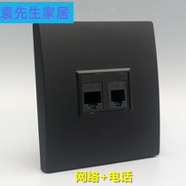 Type 86 telephone computer socket panel black one telephone network double socket voice network port wall hidden installation