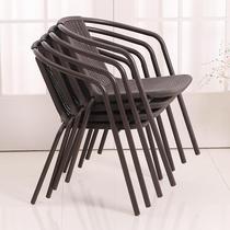 Milk tea shop leisure chair home single chair balcony rattan chair backrest chair outdoor courtyard outdoor dining table and chair
