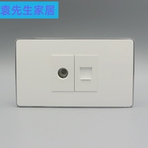 Silver side 120 telephone TV socket panel RJ11 telephone TV cable TV two wall socket