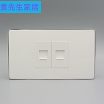 Silver edge 120 type dual telephone socket panel two-digit RJ11 telephone socket two-digit voice telephone wall plug