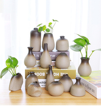 陶粗陶花瓶复古手工日简约花插陶瓷花器茶具摆件水培陶艺小花瓶
