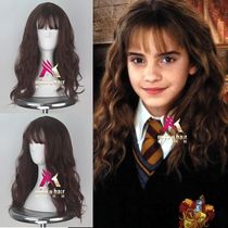 Beauty Hair Harry Potter Hermione Big Head Leather Air Bang Brown Big Wave cos Anime Wig