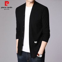Pierre Cardin 2021 new V-neck sweater cardigan sweater mens autumn and winter sweater casual jacket spring