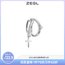 ZEGL designer 925 pure silver method retro cross ear clip without earhole female earbone clip earring earrings
