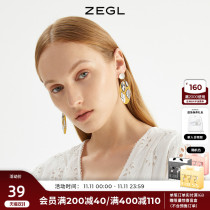 ZEGL shell acrylic oil painting sense leaf earrings female summer personality niche earrings 925 silver needle ear jewelry