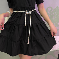 Belt ladies with jumpsuit skirt jacket decoration waist simple Joker fashion knotted waist seal thin waist chain lengthened