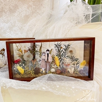 520 double-sided glass three-dimensional hollow photo frame acrylic dried flower forever flower diy frame couple gift time