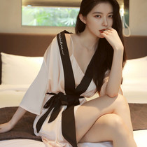 Pajamas womens summer ice silk suspender night dress silk 2021 new large size high sense small sexy nightgown ins