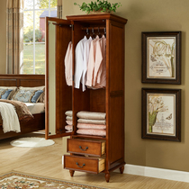 American solid wood single door wardrobe home bedroom one person wardrobe living room corner cabinet small apartment with mirror hanging wardrobe