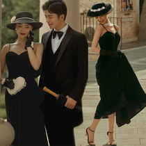 Hepburn French velvet couple photo dress photography tour photo sling retro wedding photo studio theme costume