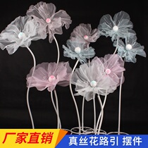 Wedding silk flowers Handmade paper flowers Silk flowers Window decoration props Yarn flowers scene layout Wedding road leading flowers