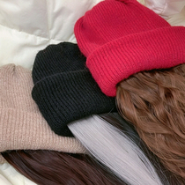 Wig women's long hair wig hat one fashion 2022 new long curly hair full hood simulation human hair