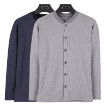 Mens pure cotton middle-aged and elderly cardiovert sweatshirt with cardiovert buttoned cotton sweatshirt undershirt undershirt one-piece blouse