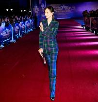 Annual meeting star with the same casual suit suit womens spring and autumn blue plaid suit British casual wind womens coat