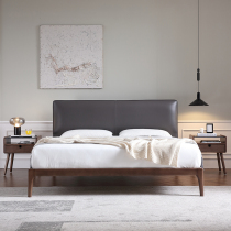 Nordic solid wood bed modern simple 1 5m1 2 small apartment leather minimal 1 8 meters master bedroom ash double bed