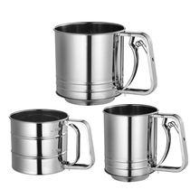 Manual Cup stainless steel flour sieve single layer double layer filter fancy coffee sprinkler powder separator large and medium