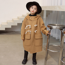 Male and female babies with the same high-end pure wool children Double face cashmere big coat in the jacket The long version of the foreign air Korean version