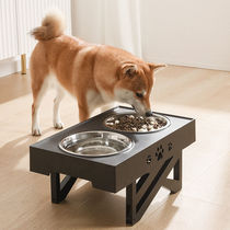 Dog bowl dog food basin double bowl large dog anti-knock food bowl high foot drinking large pet bowl golden retriever dog supplies